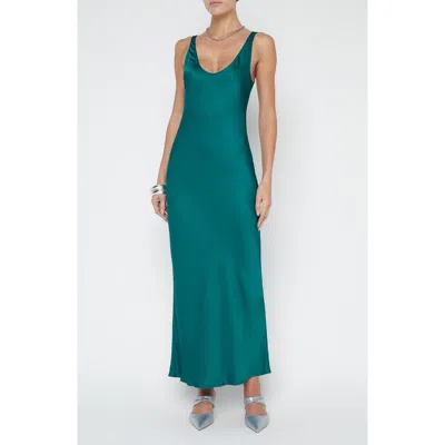 L Agence L'agence Akiya Satin Tank Maxi Dress In Ocean Teal
