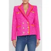 L Agence Alectra Neon Tweed Collared Jacket In Rhodamine/glow Orange