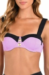L Agence L'agence Alexandria Colorblock Bikini Top In Light Violet