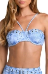 L Agence L'agence Alexandria Denim Strapless Underwire Bikini Top In Blue