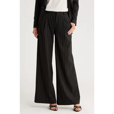L Agence L'agence Allanah Pinstripe Straight Leg Pants In Black