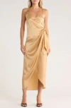 L'agence Amilia Cami Silk Wrap Dress In Brown