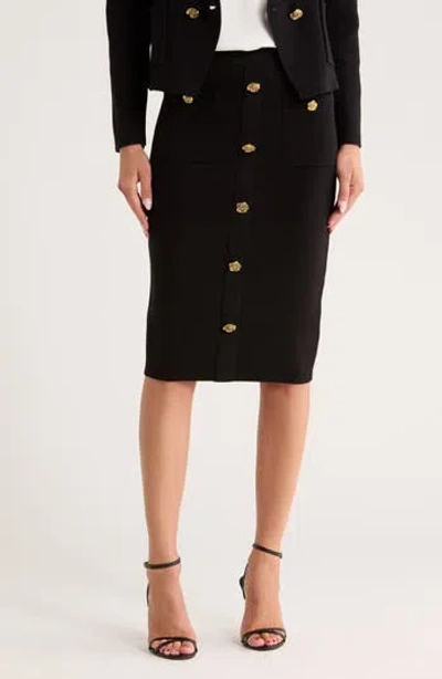 L Agence L'agence Amira Knit Pencil Skirt In Black