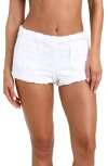 L'agence Amiya Ornate Terry Hot Shorts Swim Cover-up In White