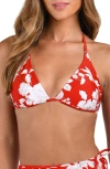 L Agence L'agence Anabelle Ikebana Triangle Bikini Top In Rouge