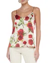 L Agence Jane Spaghetti Strap Top Sand/red Romantic Rose