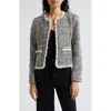 L Agence L'agence Angelina Metallic Tweed Jacket In Ecru/black/metallic