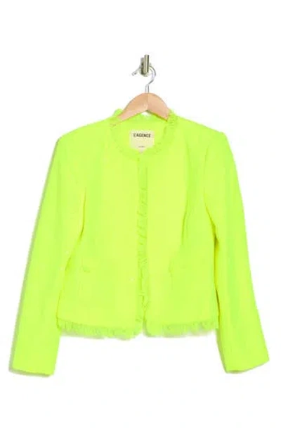 L Agence L'agence Angelina Neon Tweed Jacket In Neon Citrus