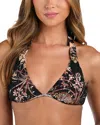L Agence L'agence Annabelle Jungle Triangle Bikini Top In Black
