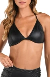 L Agence L'agence Annabelle Luxe Underwire Faux Leather Bikini Top