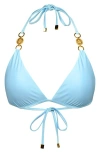 L Agence L'agence Annabelle Shimmer Triangle Bikini Top In Sky