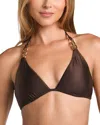 L Agence Annabelle Shimmer Triangle Bikini Top In Chocolate