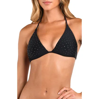 L Agence L'agence Annabelle Shine Triangle Bikini Top In Black
