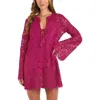 L'agence Ansley Paisley Long Sleeve Cover-up Dress In Fuchsia
