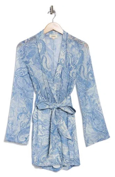 L Agence L'agence Arabell Paisley Romper In Ivory/blue Decorated Paisley