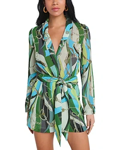 L Agence L'agence Arabell Printed Romper In Sea Green
