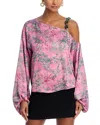 L Agence Asami Chain One-shoulder Blouse In Mauve Multi
