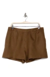 L'agence Ashton Linen-blend Short In Brown Olive