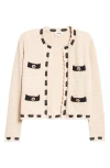 L Agence L'agence Astor Contrast Trim Cardigan In Biscuit/black