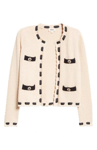 L'agence Astor Contrast Trim Cardigan In Biscuit/black