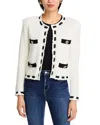 L'agence Astor Contrast Trim Cardigan In Ivory Black