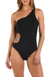 L Agence L'agence Ava Cutout Chain One-shoulder One-piece Swimsuit