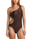 L Agence Ava Shimmer One-shoulder Cutout One-piece Swimsuit In Chocolate