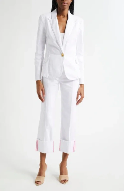 L Agence L'agence Baldwin Cotton Denim Blazer Jacket In Blanc