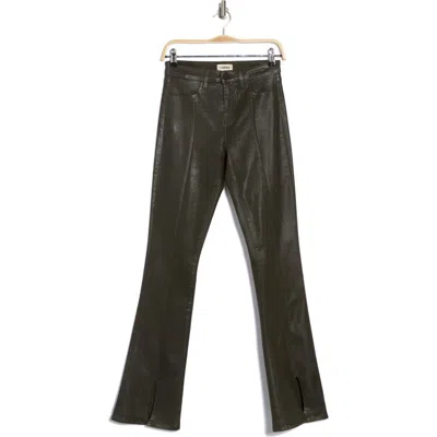 L Agence L'agence Beatrix Coated Slit Leg Bootcut Jeans In Army Coated
