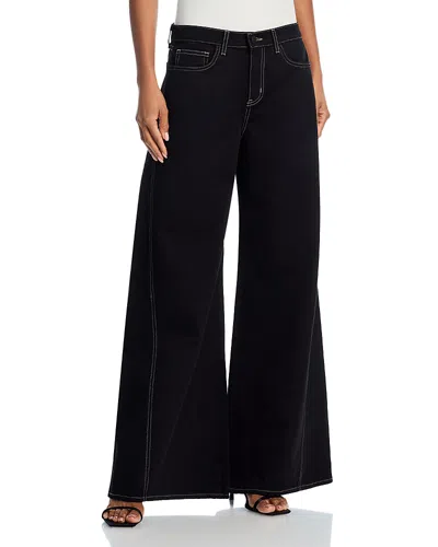 L Agence L'agence Beau High Rise T Seam Wide Leg Jeans In Noir In Noir/mothergoose Cont