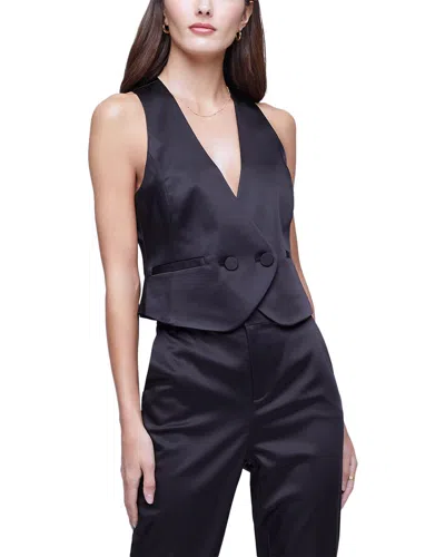 L Agence Beau Satin Vest In Black