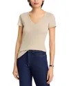 L Agence Becca V-neck Short-sleeve Tee In Biscuit