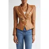 L Agence Bethany Leather Tapered Blazer In Soft Cognac