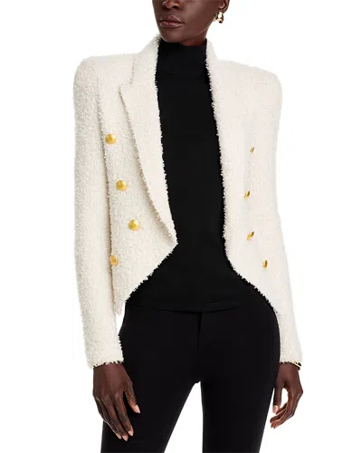 L Agence Bethany Knit Blazer In Ivory/gold
