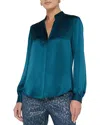 L Agence Bianca Silk Charmeuse Button-down Blouse In Blue