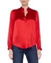 L Agence L'agence Bianca Silk Banded Collar Blouse In Red