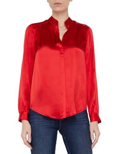 L AGENCE L'AGENCE BIANCA BAND COLLAR SILK BLOUSE
