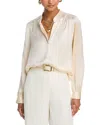 L Agence L'agence Bianca Silk Banded Collar Blouse In Pearl