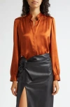 L Agence Bianca Silk Blouse In Rich Ginger
