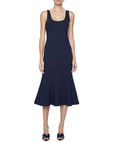 L Agence Bisous Flared Midi Dress In Midnight In Blue
