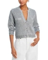 L Agence Blanca Sequined Cropped Cardigan In Silver
