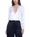L Agence Blaze Plunge Bodysuit In Ivory
