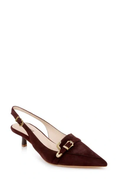 L Agence L'agence Brigitte Slingback Kitten Heel Pump In Chocolate Suede