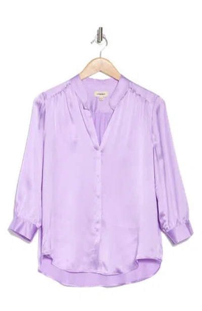 L Agence L'agence Brisbane Three-quarter Sleeve Silk Button-up Shirt In Lilac