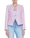 L Agence Brooke Texture Double Breasted Crop Blazer In Purple