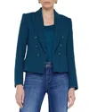 L'agence Brooke Double-breasted Crop Blazer In Blue