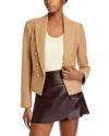 L Agence Brooke Double-breasted Cropped Blazer In Latte Gold