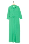 L Agence L'agence Cameron Belted Linen Blend Maxi Shirtdress