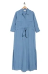 L Agence Cameron Linen-blend Shirt Dress In Blue Mist