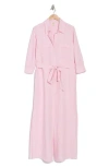 L Agence L'agence Cameron Belted Linen Blend Maxi Shirtdress In Lilac Snow